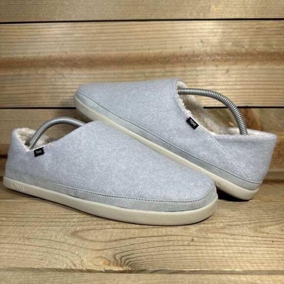 NEW Women’s Size 11 - TOMS Ezra Mid Grey Repreve Two Tone Felt Faux Fur Slippers - Picture 8 of 10
